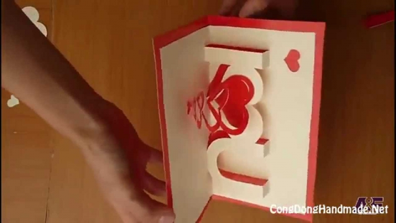 Thiệp Valentine trái tim 3D