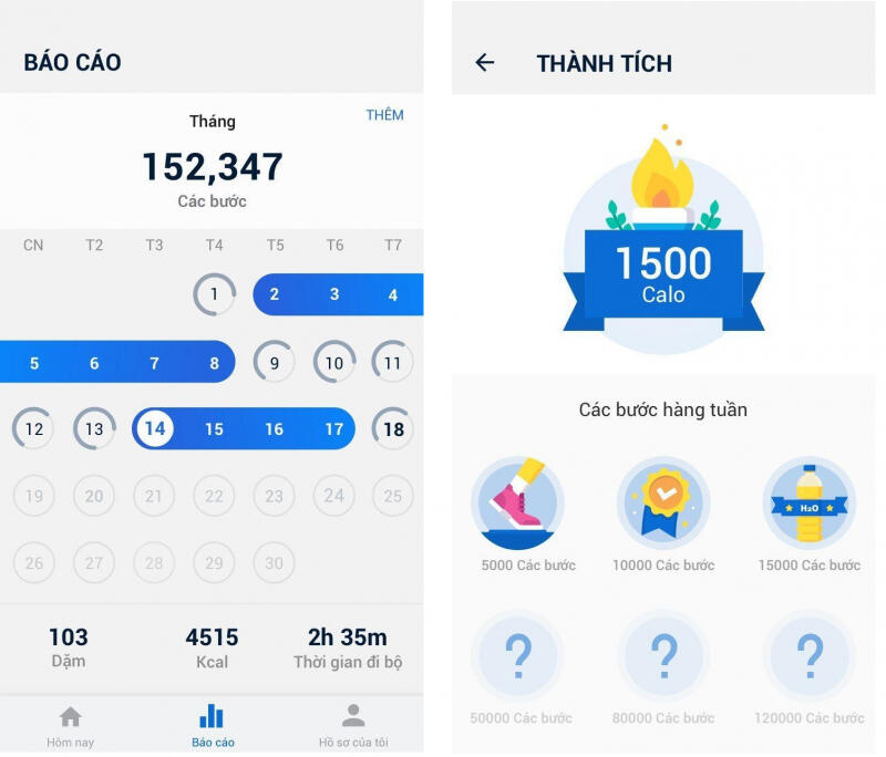 Bộ Đếm Bước - Đếm Bước Chân & Đếm Calo Miễn Phí