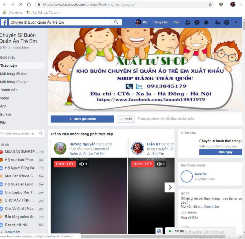 Group chuyên sỉ buôn quần áo trẻ em